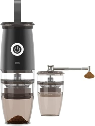 Moulin à Café sans Fil électrique, Moulin à Grains électrique Manuel 2 en 1, Moulin à Grains avec Noyau De Broyage en Céramique, Démarrage à Un Bouton Rechargeable, Black