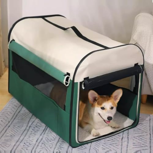 Hundekäfig Transporttasche Hund Auto-Tiertransporttasche Rolltür Oxford-Gewebe Faltbar Atmungsaktiv Robust Hundetransportbox Mit Aufbewahrungstasche(46 * 36.5 * 40cm)
