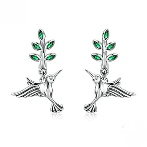 TTDGYYXW Boucles d'oreilles de vœux Colibri en Argent Sterling S9265, Accessoires d'oreille d'été pour Dames, Argent 925