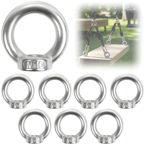 Persiiious 8 Piezas M10 Tuerca de Anillo,Ojales de Elevación,304 Anilla Hembra Para Levantar Acero Inoxidable,Tuerca De Ojo Elevación,Tuercas de Anillo,para Varios Equipos de Elevación de Ingeniería