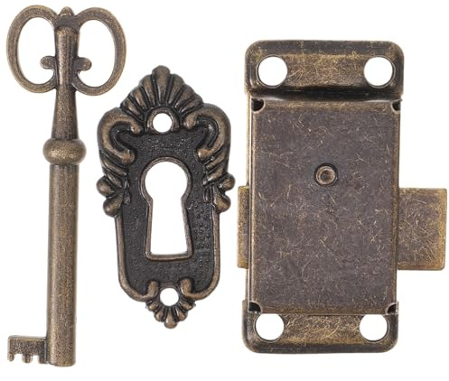 DOITOOL Serrature per Cassetti Vintage Chiave, Set Serrature Antiche per Mobili Antichi, Dimensioni 53X26 MM, Adatte per Scrivanie e Armadi