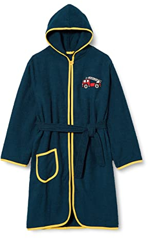 Playshoes Unisex Kinder Frottee-bademantel Morgenmantel, Feuerwehr, 122-128 EU