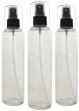Geniess-Bar! PET Flaschen 3x Sprühflasche Zerstäuber 250ml Flasche für Desinfektionsmittel BPA- frei mit Kappe Plastikflaschen Ölflasche Essigflasche