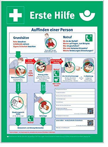 Holthaus Medical Tafel Anleitung zur Ersten Hilfe Unfall Schild Betriebe, Kunststoff, 56x40cm