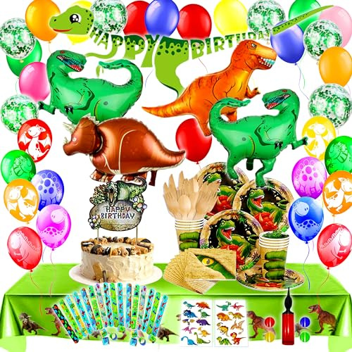 Bea's Party Dino deko kindergeburtstag, einladungskarten kindergeburtstag junge dinosaurier | partygeschirr set Dino pappteller kindergeburtstag, tortendeko dino servietten