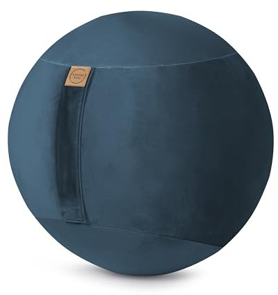 Jumbo Bag Sitting Ball SAMT Uni Sitzball mit Samt-Bezug, ergonomisch Sitzen im Büro & Zuhause, 65 cm Ø, Gymnastikball mit Samthülle, Fitnessball mit Tragegriff, 30°C waschbar, Petrol