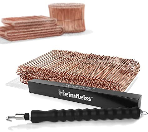 Heimfleiss® Torsadeuse + fil de fer recuit 1,0 x 100-160 mm (250 pcs.) - Set de qualité torsadeuse fil de fer & fil de ligature - Fermeture de fil de fer Fil de fer à œillet