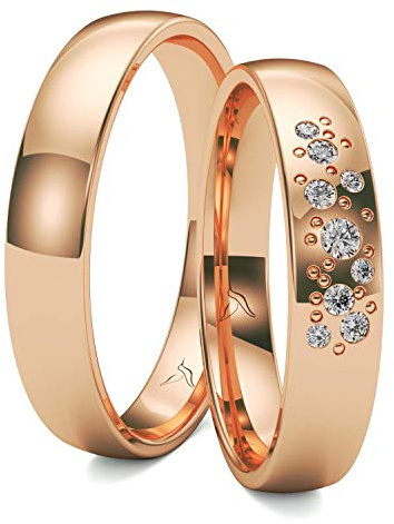 Kolibri Rings GOLD- Eheringe Rotgold 333 9 Diamanten Sternenhimmel 4mm Breit 1,4mm Stark Paarpreis 100% Made in Germany- Inkl. Gratis Etui + Gravur + Zertifikat