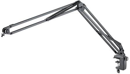 K&M 23840 Mikrofonarm Schwarz aus Stahl - 46-96 cm Länge - Gewindeanschluss mit 3/8“ und 5/8“ - ausrichtbar, stabil