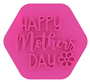 LissieLou Happy Mother's Day Style 2 Cookie Stamp Love Heart Icing Fondant Embosser - Light Pink