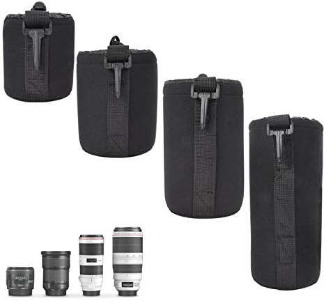 CHICIRIS Bolsa de Almacenamiento de Lentes de 4PCS, Bolsa de Almacenamiento de Lentes de Neopreno, Estuche de cámara Bolsa de Almacenamiento de Lentes de cámara DSLR 4PCS S M L XL para fotógrafos