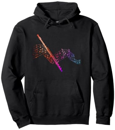 Buntes Notenblatt mit Querflöte für Querflötist Pullover Hoodie