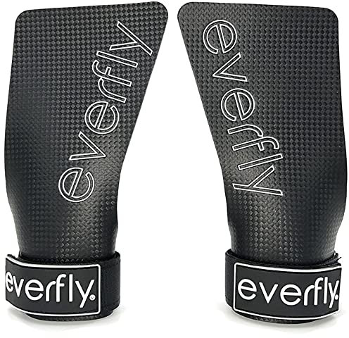 Everfly Fitness Handschuhe für Crossfit - Grips Herren Damen - Ohne Löcher - Carbonfaser - Trainingshandschuhe - Gym Calisthenics Equipment - Sporthandschuhe Klimmzug (Black, E)