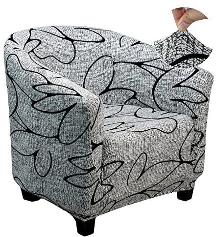 Jaotto Funda de Sillón Elásticas Chesterfield, 1 Pieza Cubre para Sillón Ajustable Universal Extraíbles Lavables, Funda de Sofá de Butacas para Recepción Hotel Sala de Estar (Flor Gris,1 Pieza)