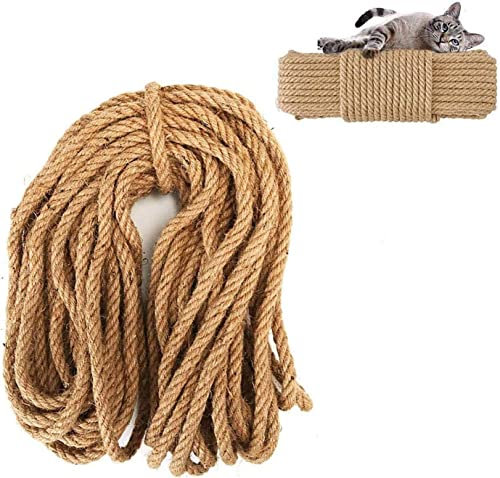 HUFFA 66FT Sisalseil mit 8 mm Durchmesser, Naturschnur for Ersatz von Kratzbäumen – Hanfseil for Reparieren, Wiederherstellen oder Selbermachen von Kratzbaum