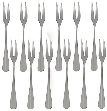 TrueCraftware- 6-1/2 Stainless Steel Snail Escargot Fork Set of 12- Silverware Seafood Snail Fork Escargot Forks Server Tableware Set for Home and Restaurant Serving Catering Serving Utensils