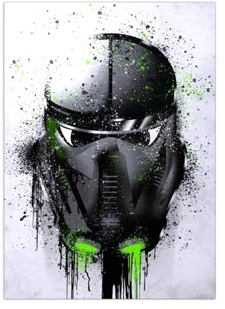 Displate Offiziell Star Wars MetallPoster Magnetische Befestigung Inklusive Lizenziert Bilder Hochwertiges Poster Star Wars - Helmets Graffiti - Death Trooper Graffitti Poster 45 cm x 32 cm