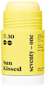 SeventyOne Percent | Sun Kissed: Sun Stick SPF 30 | Sun Stick Gesicht & sensible Zonen | Vegan | Sehr Hoher Schutz | Sehr wasserfest | sehr wasserfest | 80% Natürlich - Made in Frankreich | 15 ml