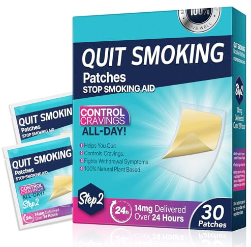 Quit Smoking Patches Step 2 Stop Smoking Aids Patches, 30 Count Quit Smoking Stickers that Work with 2 Weeks, Anti Smoking Patches 14mg
