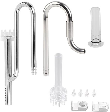 KOSDFOGE Pipe Surface Skimmer, Fish Tank Stainless Steel Pipe Surface Skimmer Aquarium Inflow and Outflow Pipe Set, for Aquarium Plant Tank(12 degreasing Film Set)
