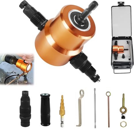 7 Pezzi Taglia Roditrice Lamiera per Trapano Kit, Doppia Testa Taglierina per Trapani, Regolabile a 360 Gradi Lamiera di Metallo Nibbler, per Utensili per il Taglio Della Lamiera