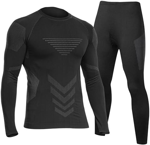 UNIQUEBELLA Ropa Interior térmica Mejorada para Hombre, Conjunto de Ropa Interior térmica para Esquiar, Ropa Interior Funcional para Hombre Transpirable y de Secado rápido - Ropa Interior cálida para