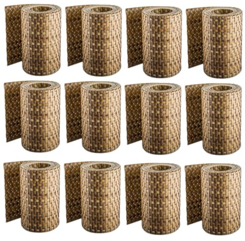 Sellon24 Strisce Schermo per la Privacy in Rattan, Effetto Rattan, per Recinzione, Effetto Intrecciato, 255 x 19 cm (RD08_Paglia_12 Pezzi)