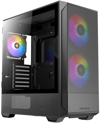 ANTEC NX416L, Panneau Avant en Maille à Haut débit d'air, 2 Ventilateurs ARGB de 160 mm et 1 x 120 mm Inclus, Type C, Panneau latéral à charnière en Verre trempé, jusqu'à 11 Ventilateurs, Support de