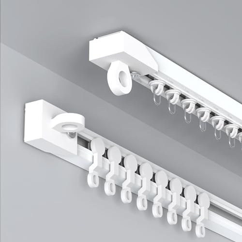 Rail de rideau adhésif 1 à 5 m, montage au plafond ou au mur, séparateur de pièce sur rail de plafond, tringle à rideau auto-adhésive sans perceuse, vis ou outils ( Color : Ceiling mounting , Size : 2