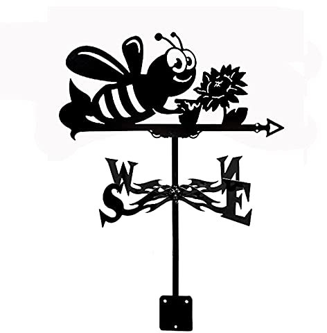 Girouette girouette Abeille girouette indicateur de Direction du Vent Outil de Mesure de girouette en Acier Inoxydable résistant à la Corrosion avec Support de Montage 35 * 50 CM (Abeille)