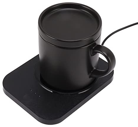 LOCADENCE 5V 15W Coffee Mug Warmer, 3 Temperature Settings Coffee Cup Warmer, Beverage Warmers Heating Plate with Automatic Power Off Protection for Home Office (Schwarz)