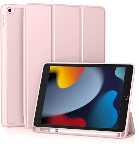 EspZanthic Cover Custodia per iPad 9/8/7 10,2 Pollici (9a/8a/7a Generazione, 2021/2020/2019) con Pencil Holder, Pellicola Proteggi Schermo, Auto Svegliati/Sonno