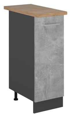 Vicco Apothekerschrank R-Line, Medizinschrank für die Küche, Beton, 30 cm, AP Eiche