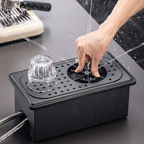 Enjuagador de Acero Inoxidable para Fregadero de Cocina, Lavavajillas Automático de Vasos con Escurridor y Bandeja de Goteo para Bares de Hotel, Café, Leche y Té