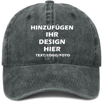 ROHBVMN Basecap personalisiert für Herren & Damen mit Foto/Logo/Text | Verstellbare Trucker Cap | Mesh Cap selbst gestalten | Baseball Cap Männer Frauen | Snapback Schildkappe Schwarz