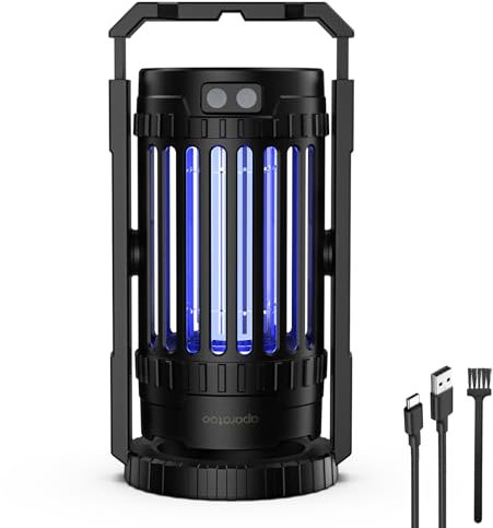 Lampada Anti Zanzara, Lampada elettrica Anti Insetti 4000mAh Ricaricabile USB Trappola per Mosca Insetti 4200V UV Elettrico Anti Zanzara Luce Notturna Indoor Esterno Luce Notturna Potente Attraente