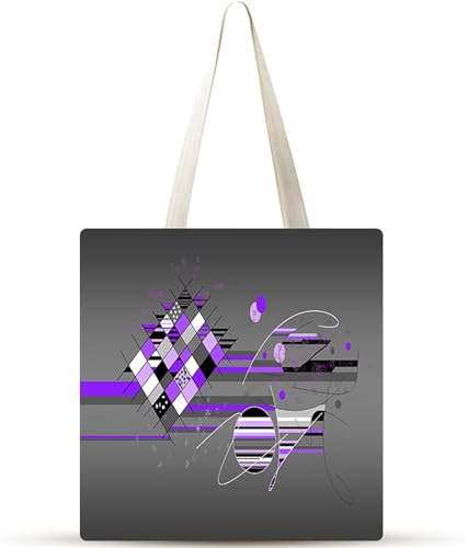 Cekog Geometría Bolsa de Lona 38x34cm Tote Bag sin Cremallera,juego de 20 Canvas Tote Bags para Mujer, Bolsa de Compras Plegable, Bolso de Mano Lavable para Compras, Trabajo, Vida Cotidiana, Viajes