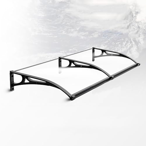 NEDLON Auvent D'entrée Porte D'entree Marquise De Porte Fenêtre, Feuille De Polycarbonate Transparente avec Support en Aluminium, pour Maison, Balcon, Fenêtres, Garage(W100xL120cm/39.4x47.2in)