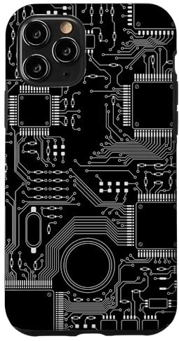 Carte mère circuit informatique sombre fond d'ordinateur Coque pour iPhone 11 Pro