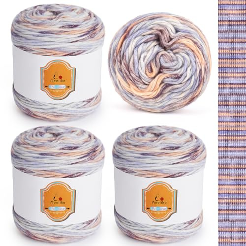 Aeelike 400g Farbverlaufsgarn Häkelgarn Baumwolle, 210m Super leichte Gradient Bobbel Wolle Farbverlauf, Superweiche Mehrfarbiges Air Wolle zum Babydecke Pullover, Ombré Strickwolle, Klarer Himmel