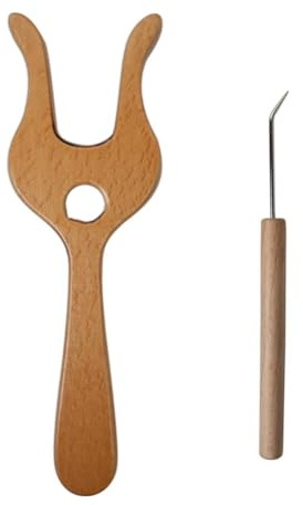 Fangxuee Tenedor de Madera Grande de 19 cm para Tejer, Hecho A Mano, para Lana, Flores, para Niños.