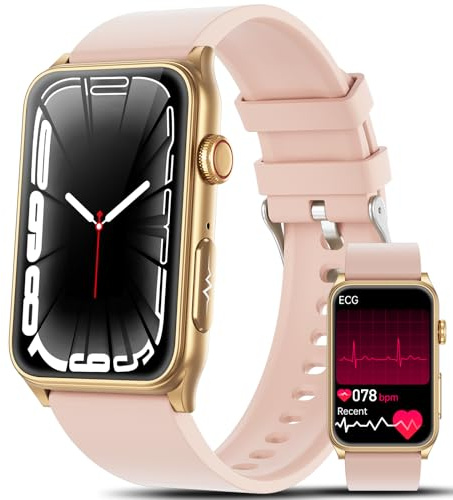 2025 Smartwatch Damen mit ΕKG/ΒΙυtｚυcker/BMI/HRV/Harnsäure/ΒΙutdruck,1,57Gesundheitsuhr Fitness mit Telefonfunktion 24H Pulsuhr SpO2 Schlaf/Apnoe-Monitor Menstruationszyklus Uhr für iOS Android