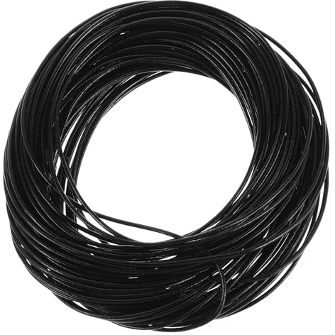 DOITOOL 1 rollo de cordón de cuero negro: 10 m (11 yardas) - Hilo resistente para bisutería - Ideal para collares - Cordeles de cuero artesanales
