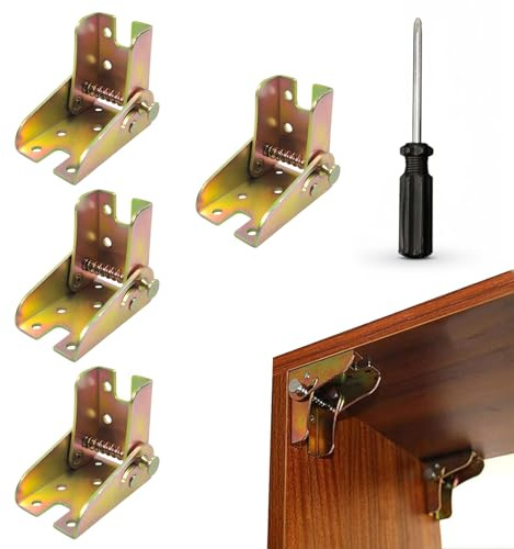 Charnière Pliante Autobloquante à 90 Degrés, Support Pied de Table Pliable, 4 Pièces Gauche et 4 Pièces Droite, Support pour Table, Lit, étagère, Armoires