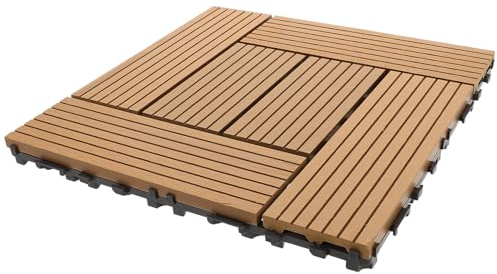 STAHAD Piastrelle da Esterno Incastrabili in Plastica con Effetto Legno Pavimentazione Resistente per Balcone Patio e Giardino Facili da Montare e Manutenere