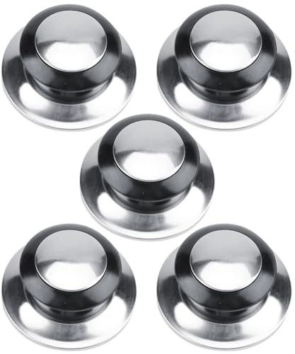 Lot de 5 boutons de rechange pour couvercle en verre, casseroles, poêles, ustensiles de cuisine, bouton de couvercle en acier inoxydable avec vis de retenue, noir, compatible avec bouilloires, poêles