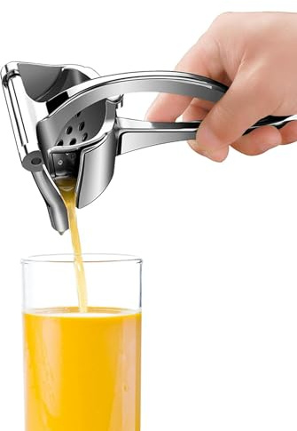 Lemon Squeezer, Heavy Duty Compact Lime Squeezer for Efficient Juice Extraction, Manual Single Hand Press Juicer for Lemon, Orange, Grape Citrus Fruits, Aluminum Alloy, Easy to Clean