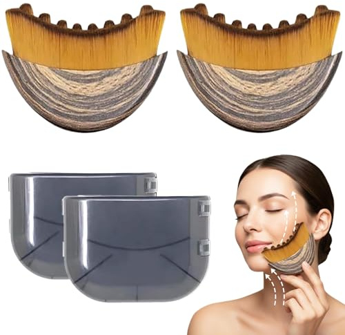 2PCS Lymphatic Contour Face Brush, Lymphatic Drainage Brush, Gentle Facial Sculpting for Jawline & Cheeks, Ergonomically Designed to Fit The Skin Precisely