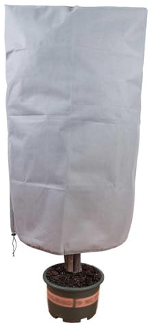 FACAIIO Funda protectora para plantas contra heladas y viento, 70 g, tela no tejida, chaqueta de forro polar para arbustos, gris con cordón, 1 m x 1,5 m