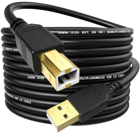 Yaekea USB A zu USB 2.0 B Druckerkabel Entworfen für HP Epson Canon Brother Dell Lexmark Xerox Samsung Oki USB Midi Kabel für Scanner/Midi Keyboard/Digital Piano/DAC Decoder und mehr-4.5M